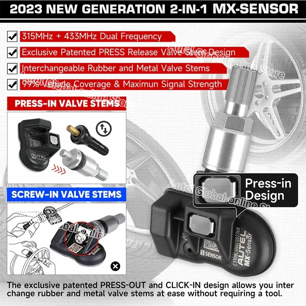 Autel 2in1 MX Sensor TPMS 433MHz 315MHz For TS501 TS508WF