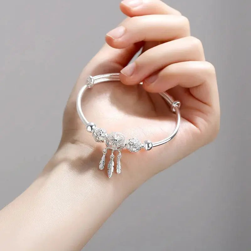 Dreamcatcher Charm Bracelet Silver Cuff For Women Elegant