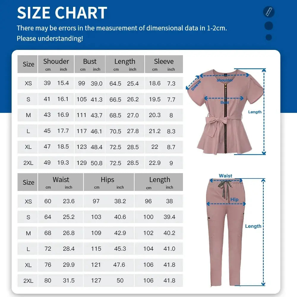 Women Scrubs Set Zipper Collar Medical Uniform High Quality