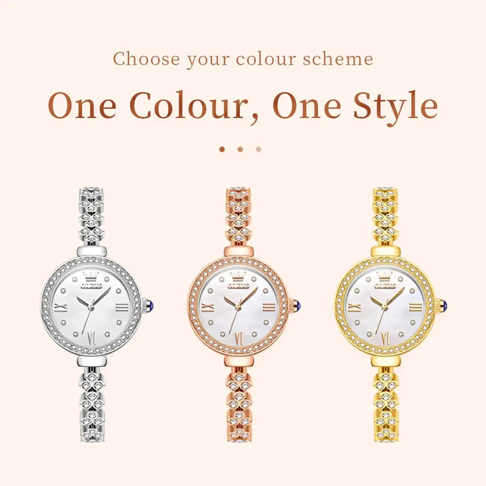 OLEVS 9903 Women Watchs Original Fashion Elegant Quartz Wristwatch Waterproof Luminous Bracelet Watch Band Diamond Bezel Reloj