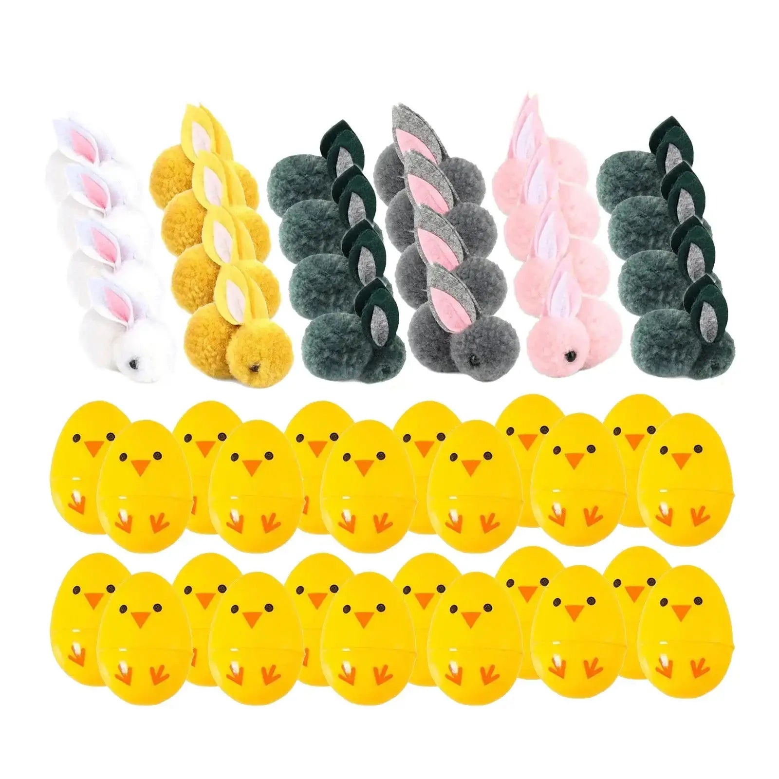 24 Pcs Filled Easter Eggs Basket Stuffers With Bunny Dolls