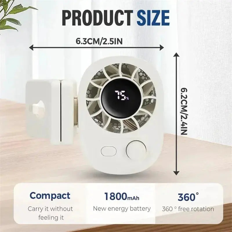 Car Clip On Fan, Outdoor Umbrella Fan & Waist Clip Fan, 360° Rotatable 100-Speed USB Rechargeable Desktop Cooling Fan