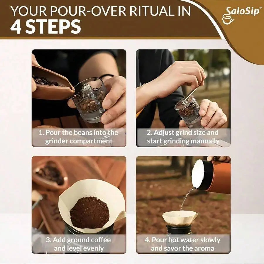 Portable Manual Pour Over Coffee Maker With - Travel Camping — product view 3