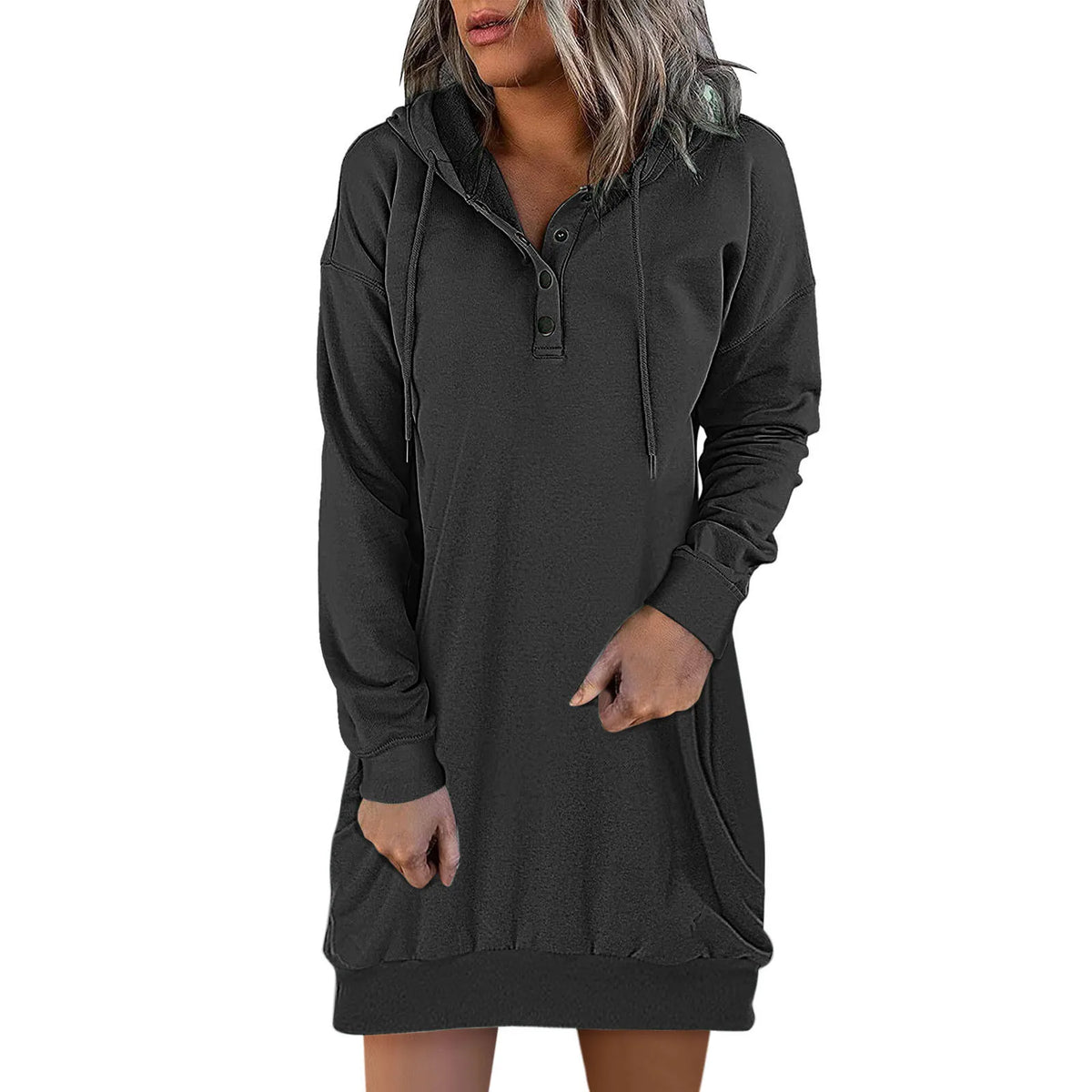 Drawstring Hooded Sweatshirt Dress