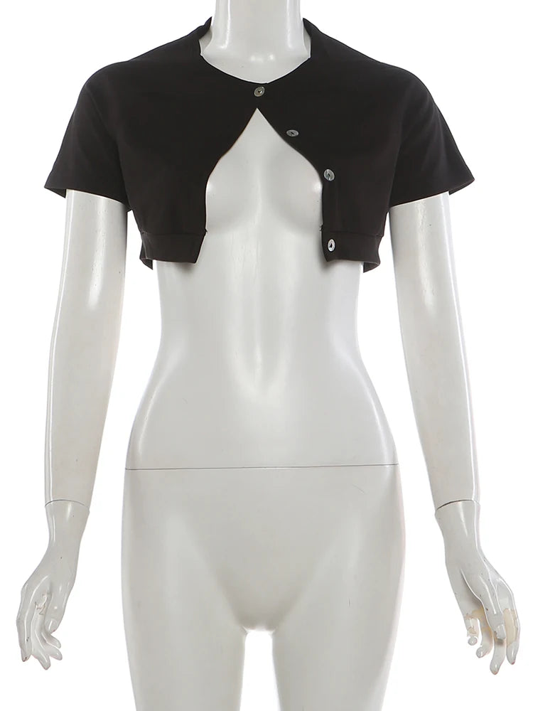 NIBBER Button Cropped Summer Shirt