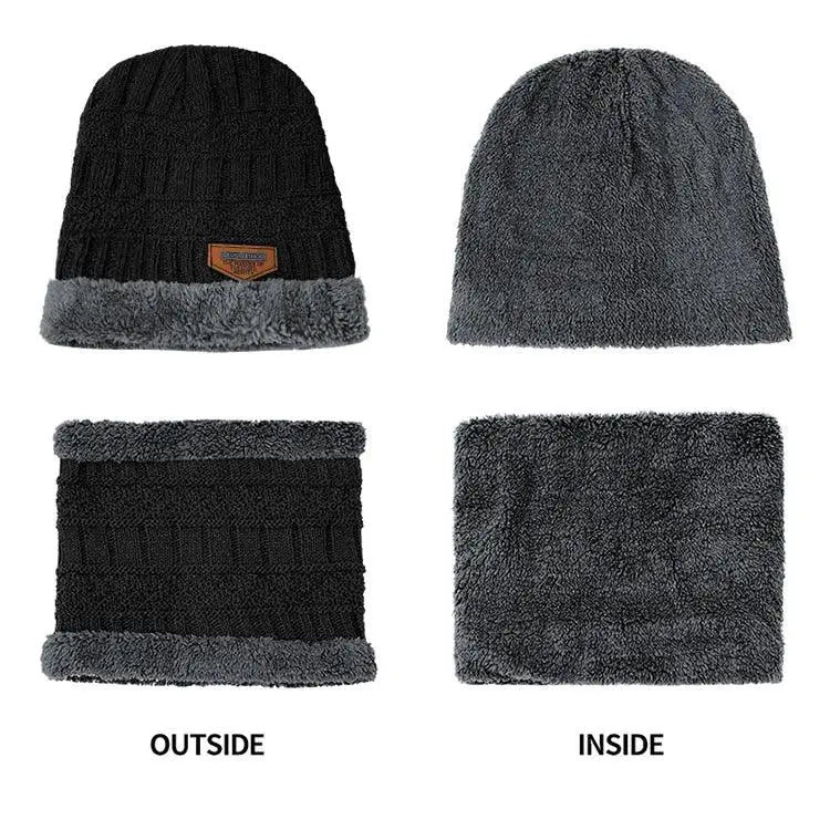 Winter Beanie Hat And Wool Scarf Set For Men And Women