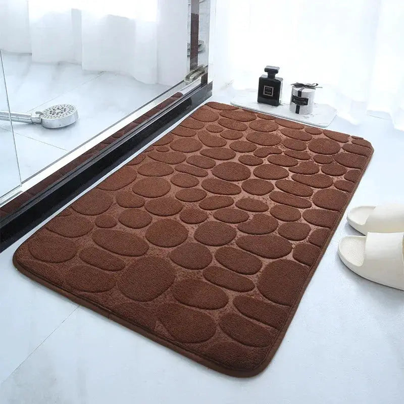 Embossed Pebble Bath Rug Non Slip Memory Foam Mat 24x17