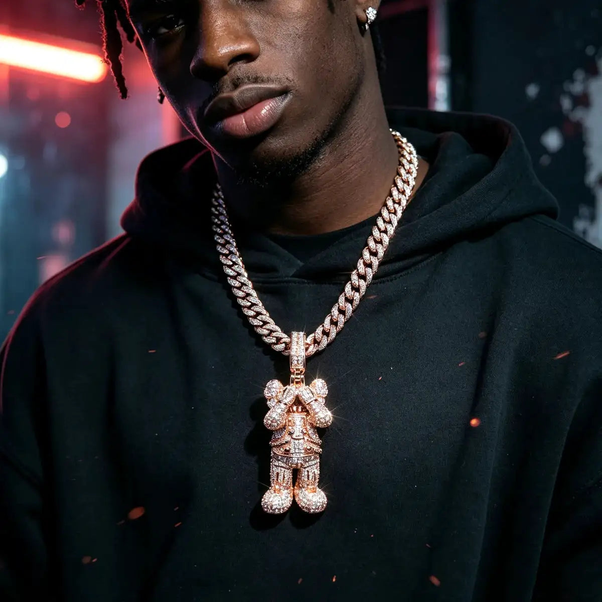 Gold Rose Gold Iced Out Pendant — product image 7