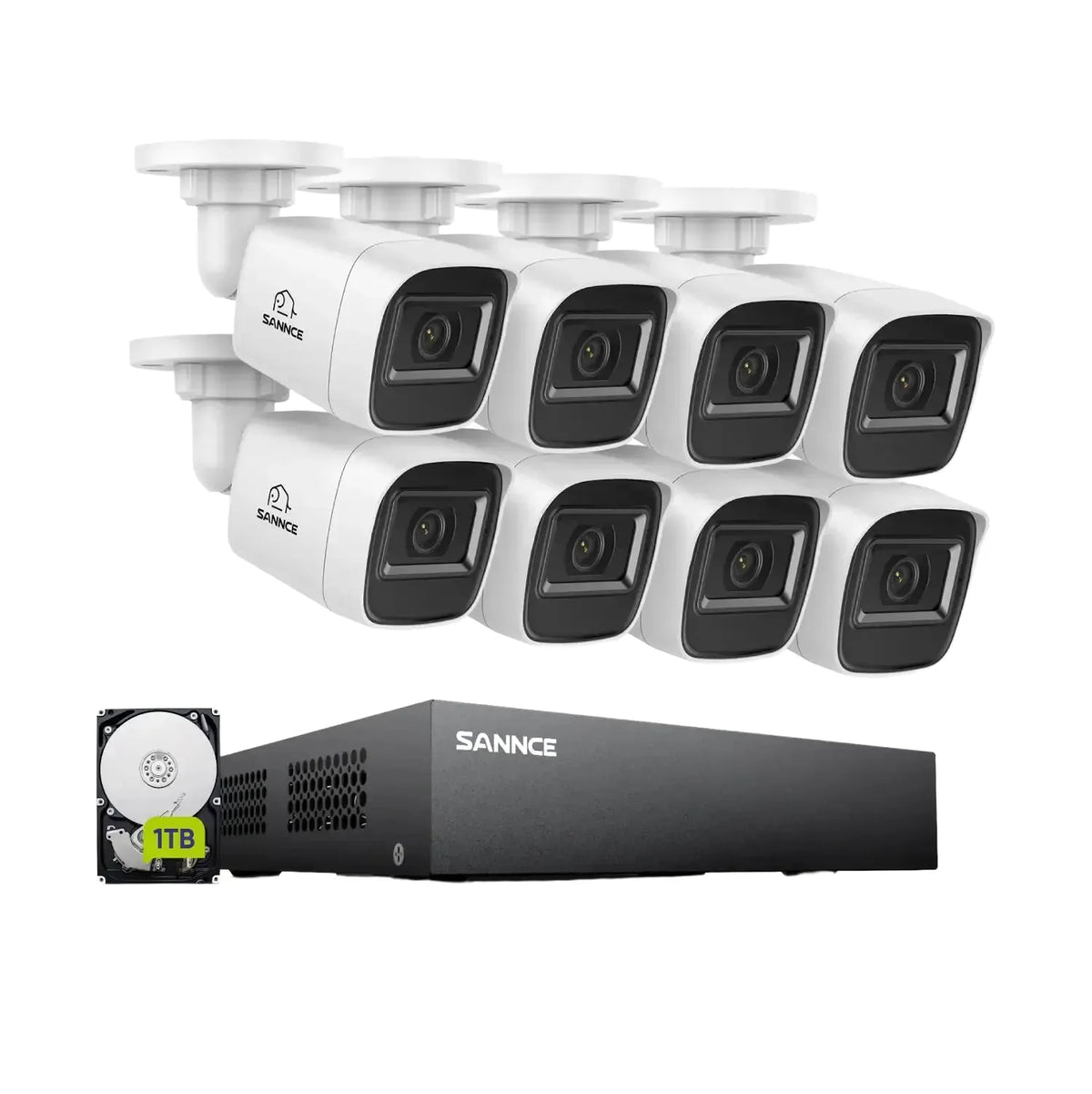 SANNCE 8CH 1080P Security Camera System DVR IP66 CCTV Cameras with IR 100ft Night Vision LEDs Home Surveillance System