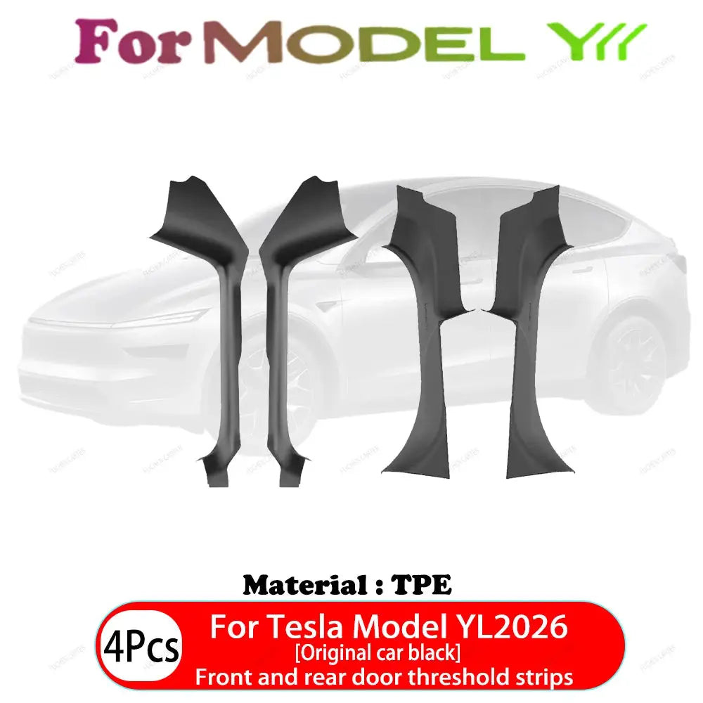 For Tesla Model YL 2026 TPE Front Rear Door Sill Protector Threshold Strip Waterproof Anti-kick Guard Panel Interior Accessories