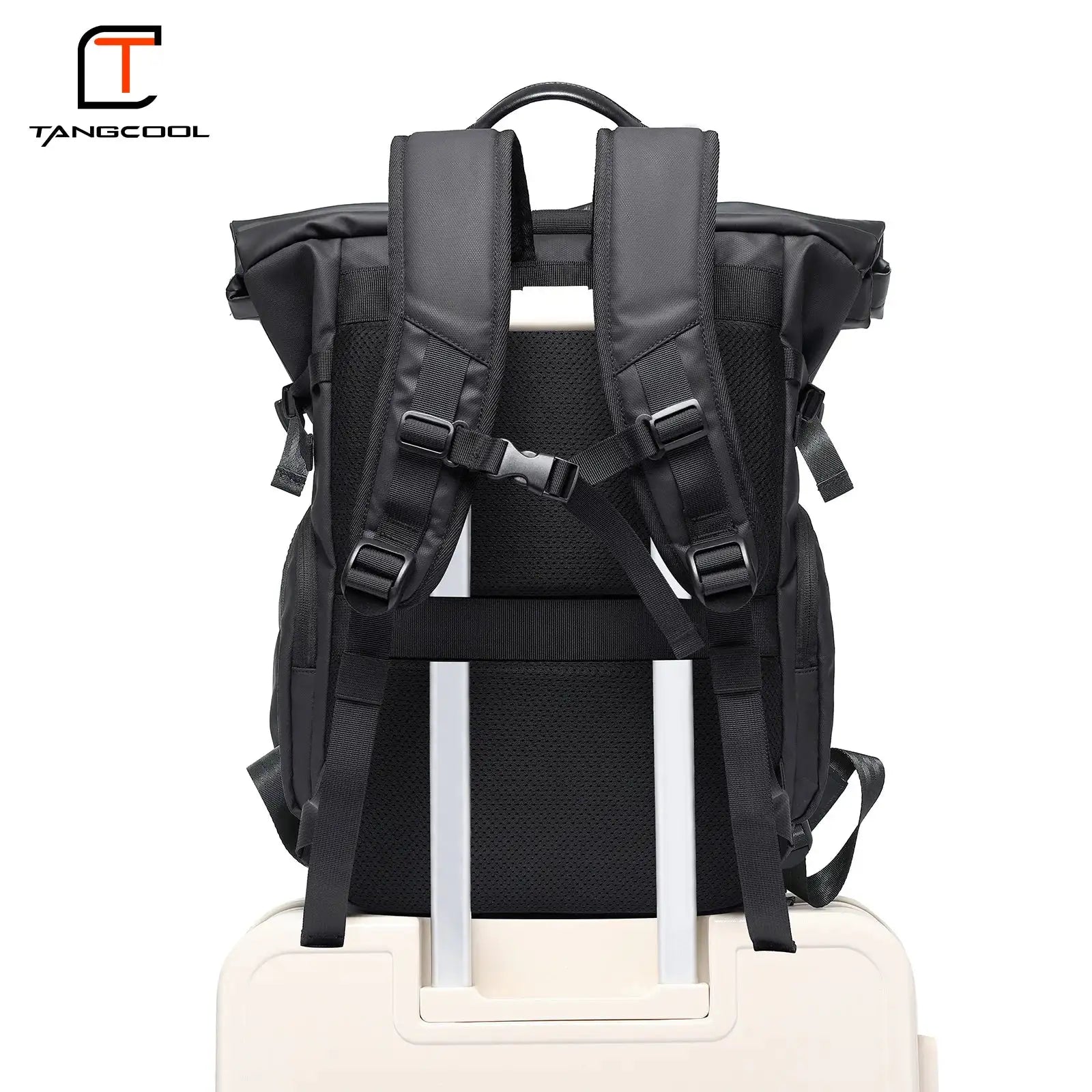 TANGCOOL Roll Top Backpack Waterproof Laptop Backpack with Multi Pockets for Business Travel Daily Commute Outdoor Use