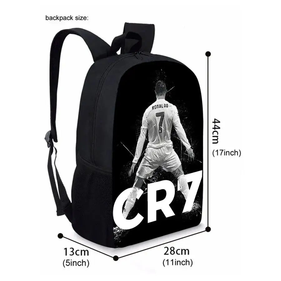 Football Black Print Single Layer Backpack for Boy/Girls Best Gifts 2D Flat Cartoon SchoolBag for Children Bags