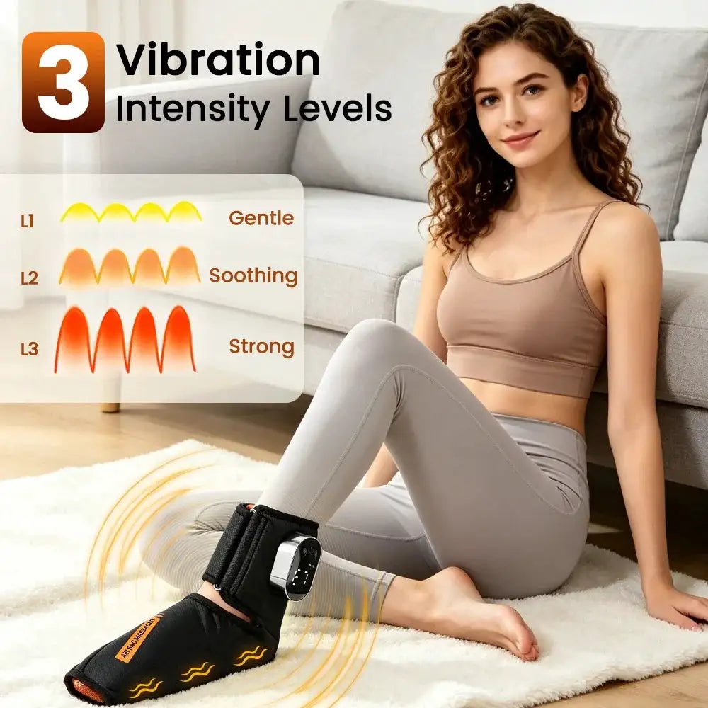 Foot Massager with Heat Vibration Airbag Kneading Wireless Rechargeable Ankle Wrap Support Brace Home Office Gift for Women Men