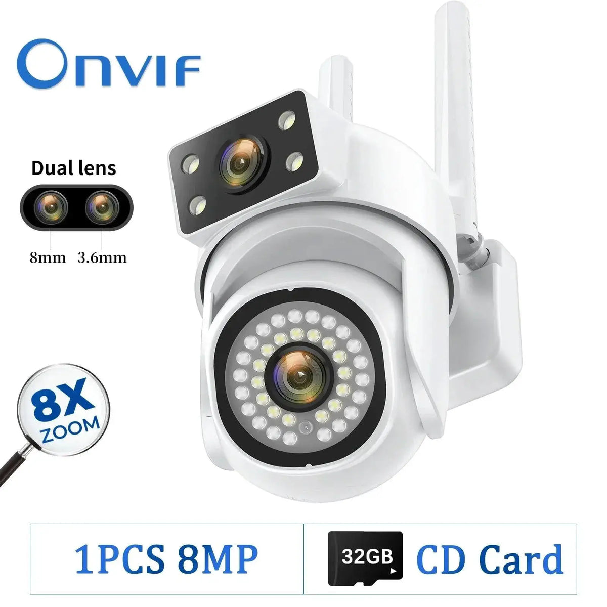 Outdoor Security Camera AI Tracking — 8MP 32G Card 1PCS