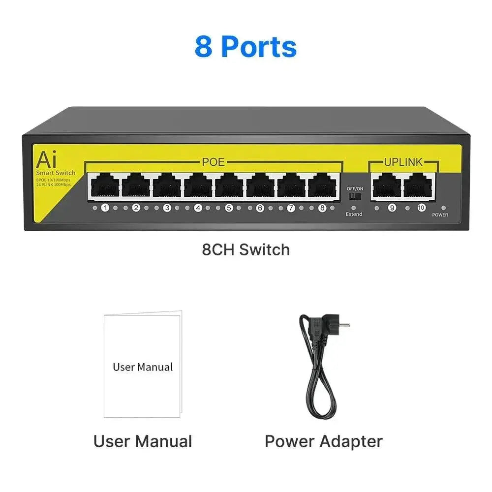 Hiseeu 48V PoE Switch for Surveillance Network Solutions