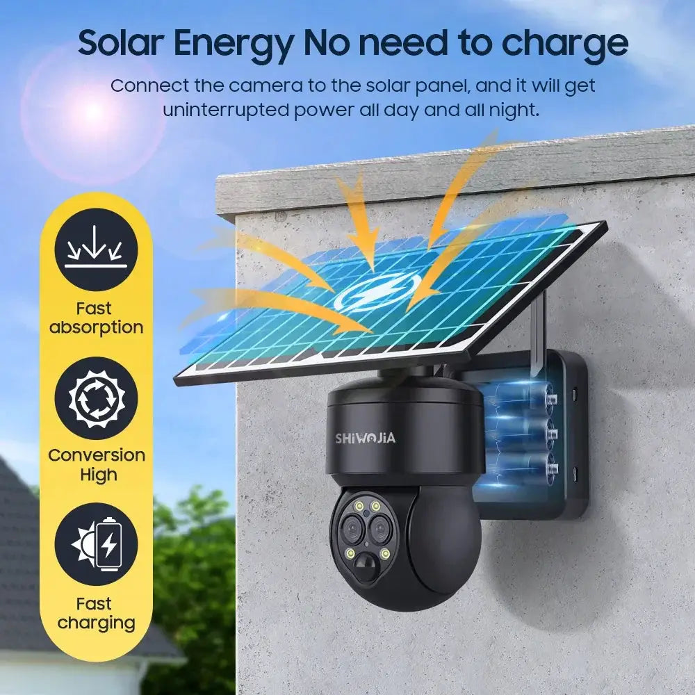 SHIWOJIA 8W 6MP Solar Camera 4G SIM 12X Zoom CCTV Video