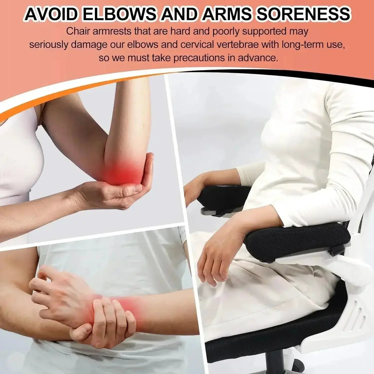 Ergonomic Armrest Pads With Cooling Gel Memory Foam Set Of 2
