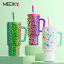 Meoky 40oz Tumbler Handle Straw Stainless Steel Cup Gift