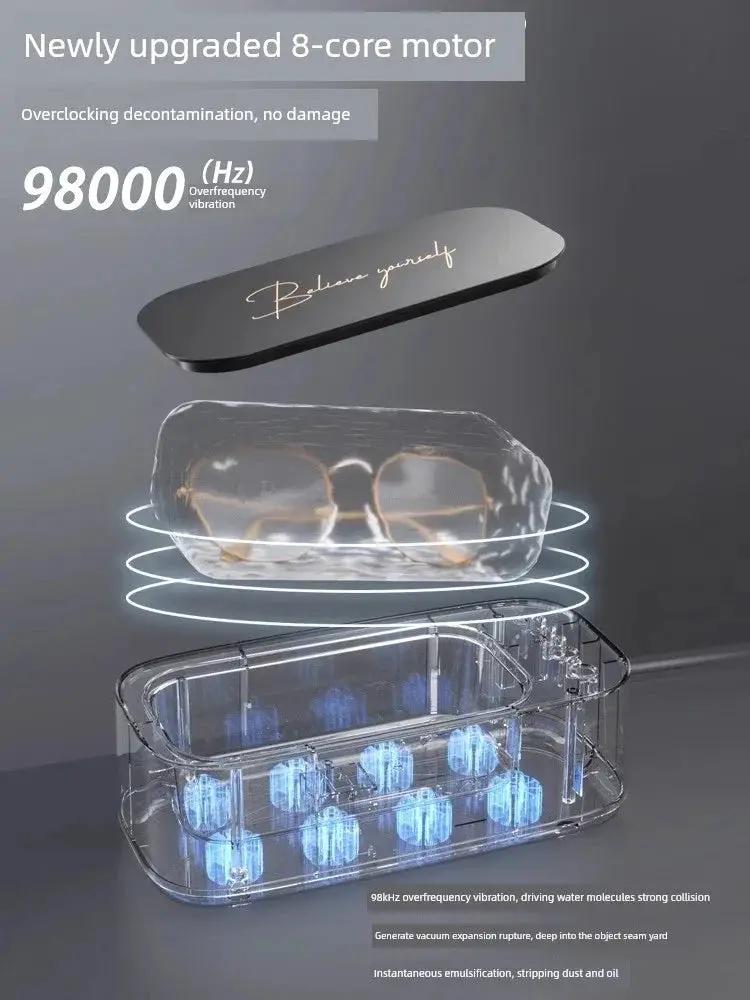 Blue Light Ultrasonic Glasses Cleaning Machine For Home Use