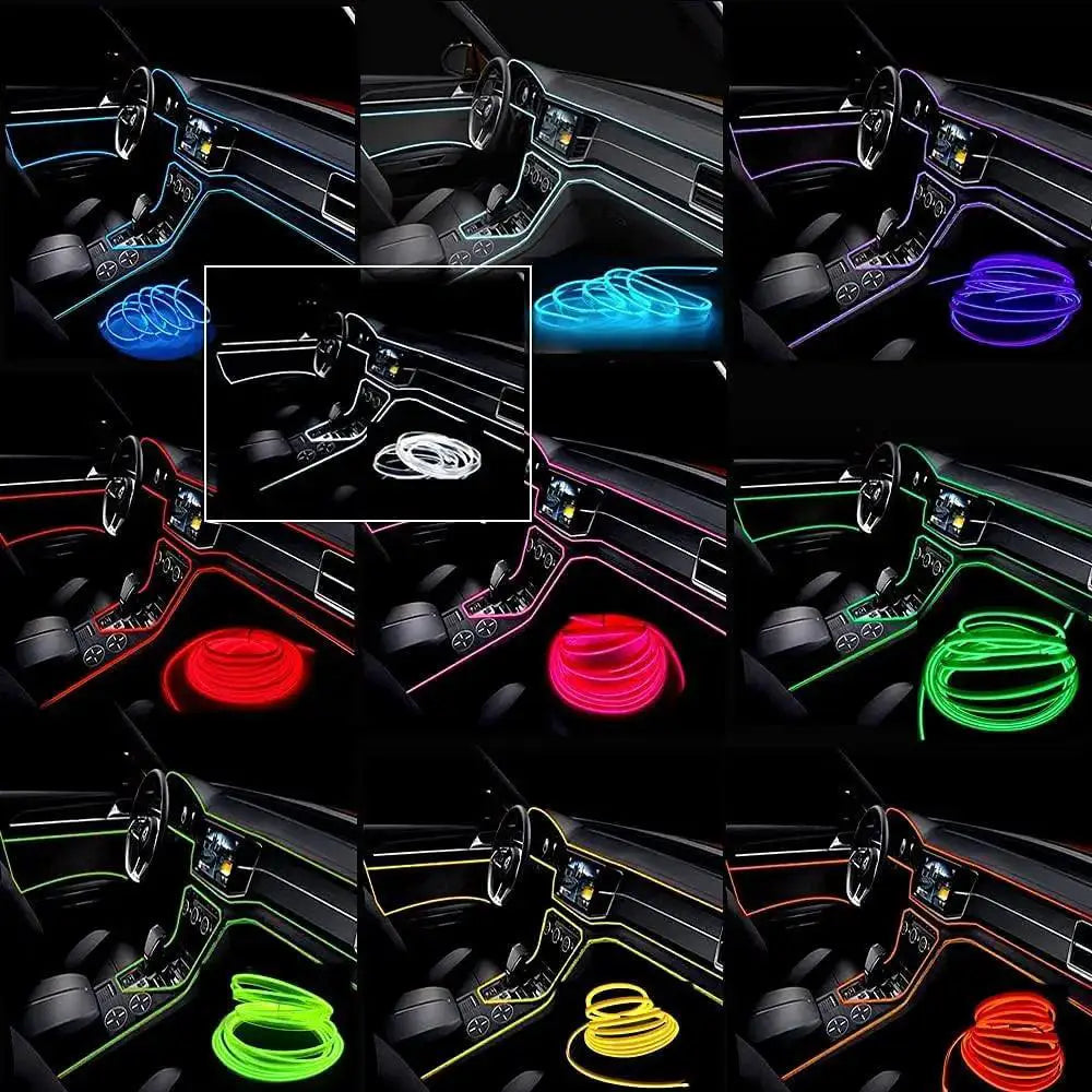 Car Interior LED Neon EL Strip Light USB Ambient Lamp 5M