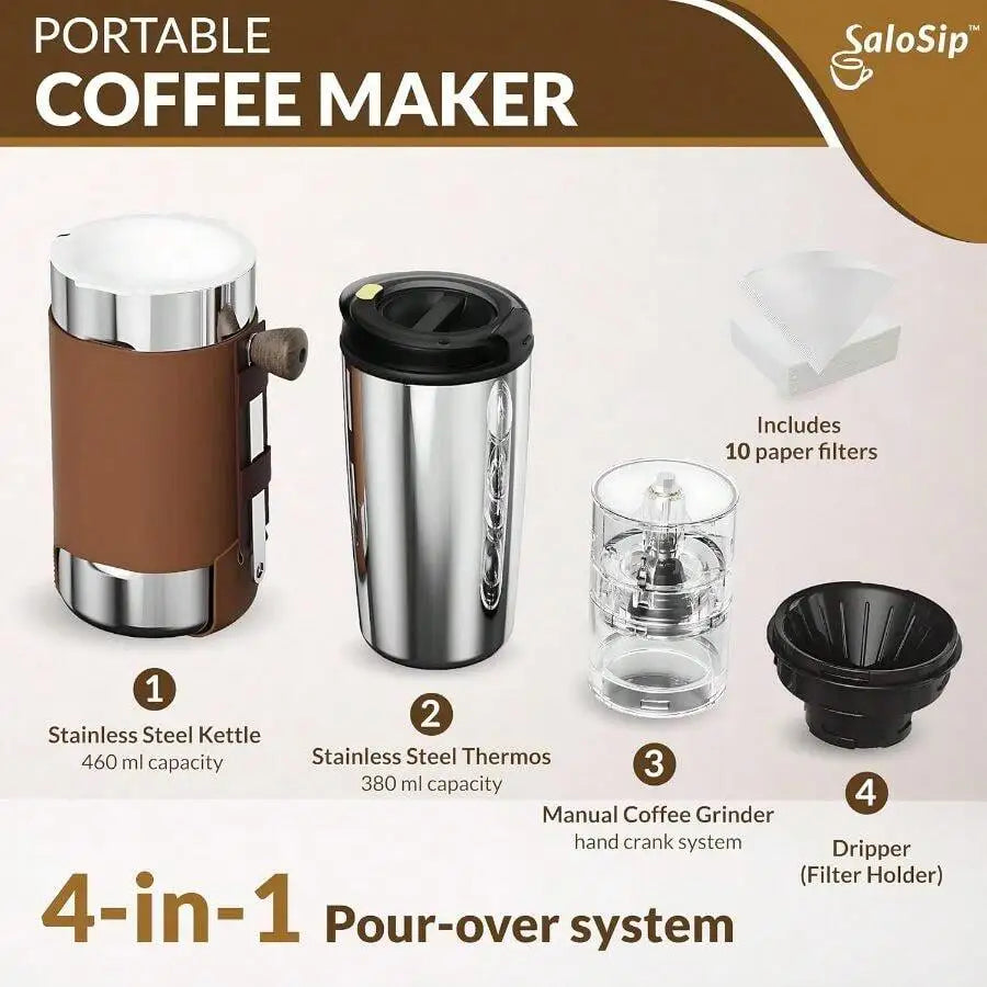 Portable Manual Pour Over Coffee Maker With - Travel Camping — product view 4