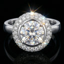Moissanite Ring in Sterling Silver Double