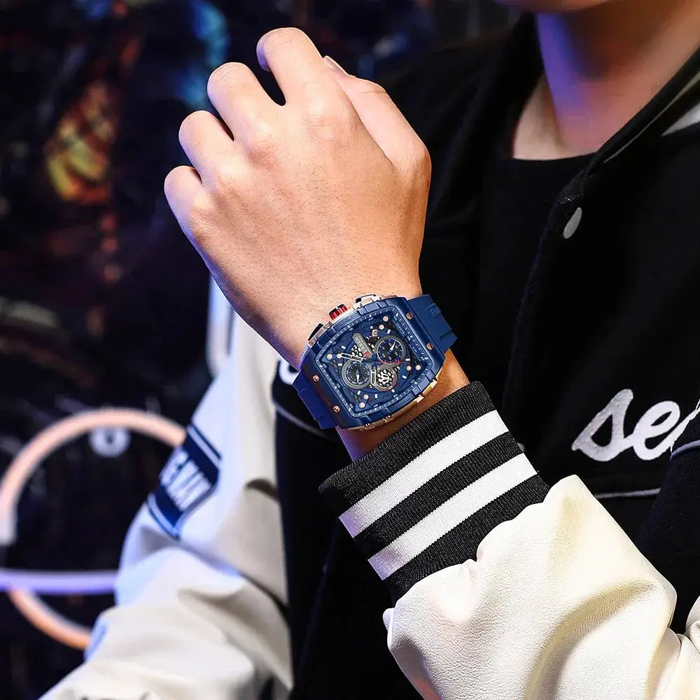 Large Dial Casual Quartz Rectangular Sports Watch For Men - OurLum.com