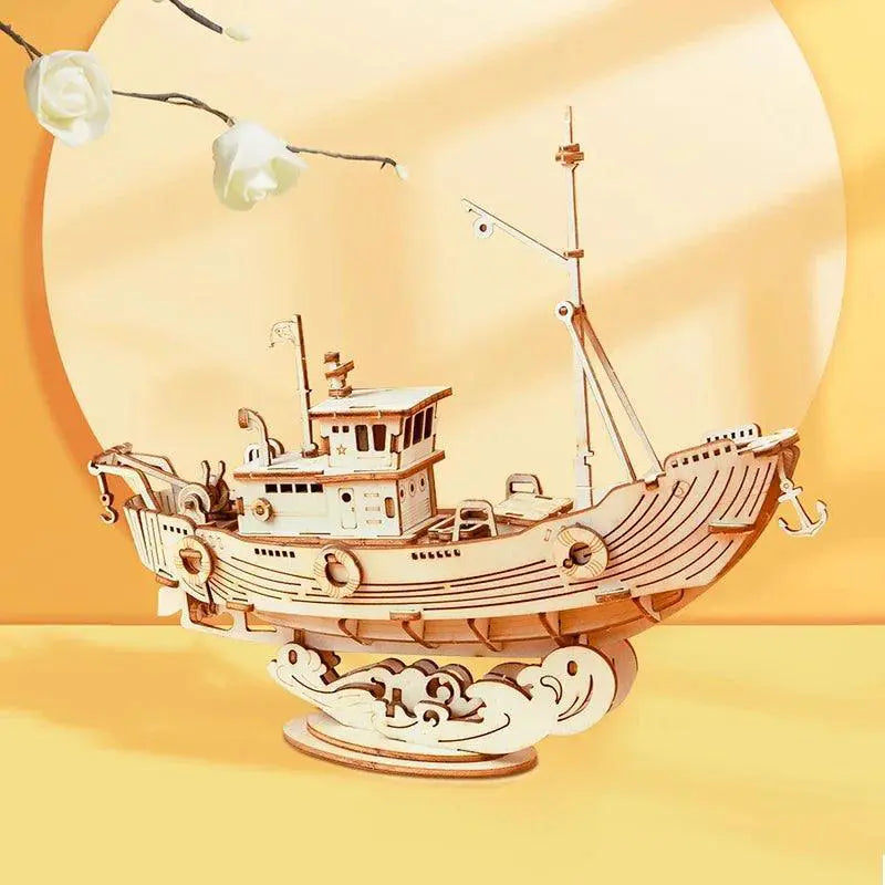 Robotime 3D Wooden Puzzle Boat And Ship Model Toys For Kids