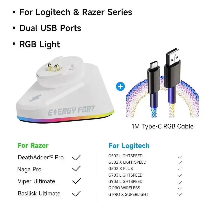 Dual USB Gaming Mouse Charging Dock RGB — product view 9