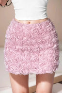 Kliou Pure Desire Skirt Three Dimensional Roses Fashion