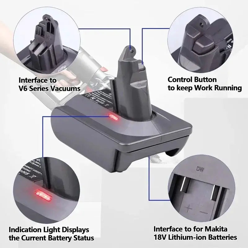 18V Battery Converter Adapter For Makita Ryobi To Dyson
