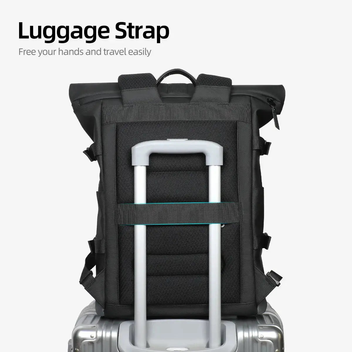 HK Waterproof Roll-Top Backpack for Men Large Capacity Expandable 17 Inch Laptop Bag Leisure Travel Backpack Hiking Camping Bags