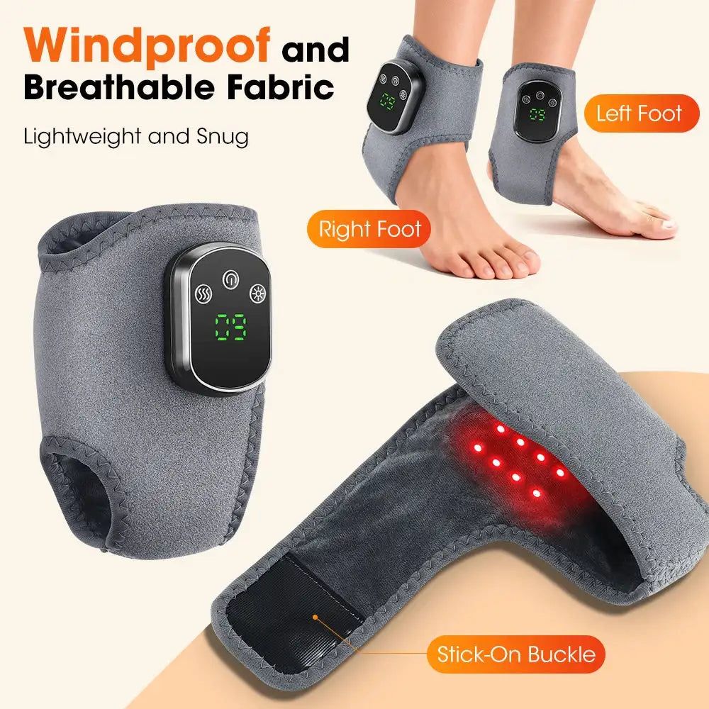 Wireless LED Ankle Massager Rechargeable Heated Brace with 5 Heat Settings & 3 Vibrations for Joint Relief And Relaxation