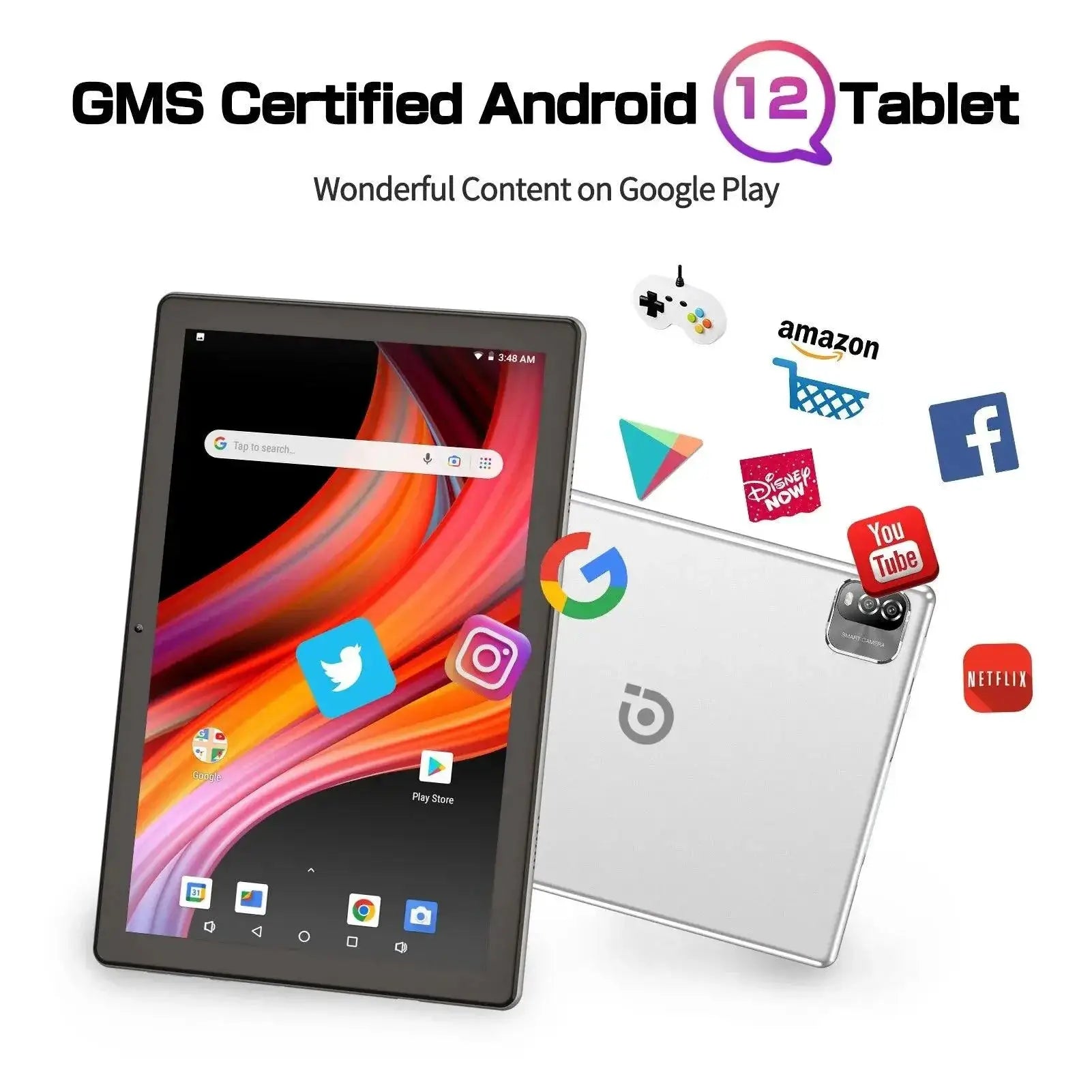 Pritom 10 Inch Android Tablet Quad Core HD Display