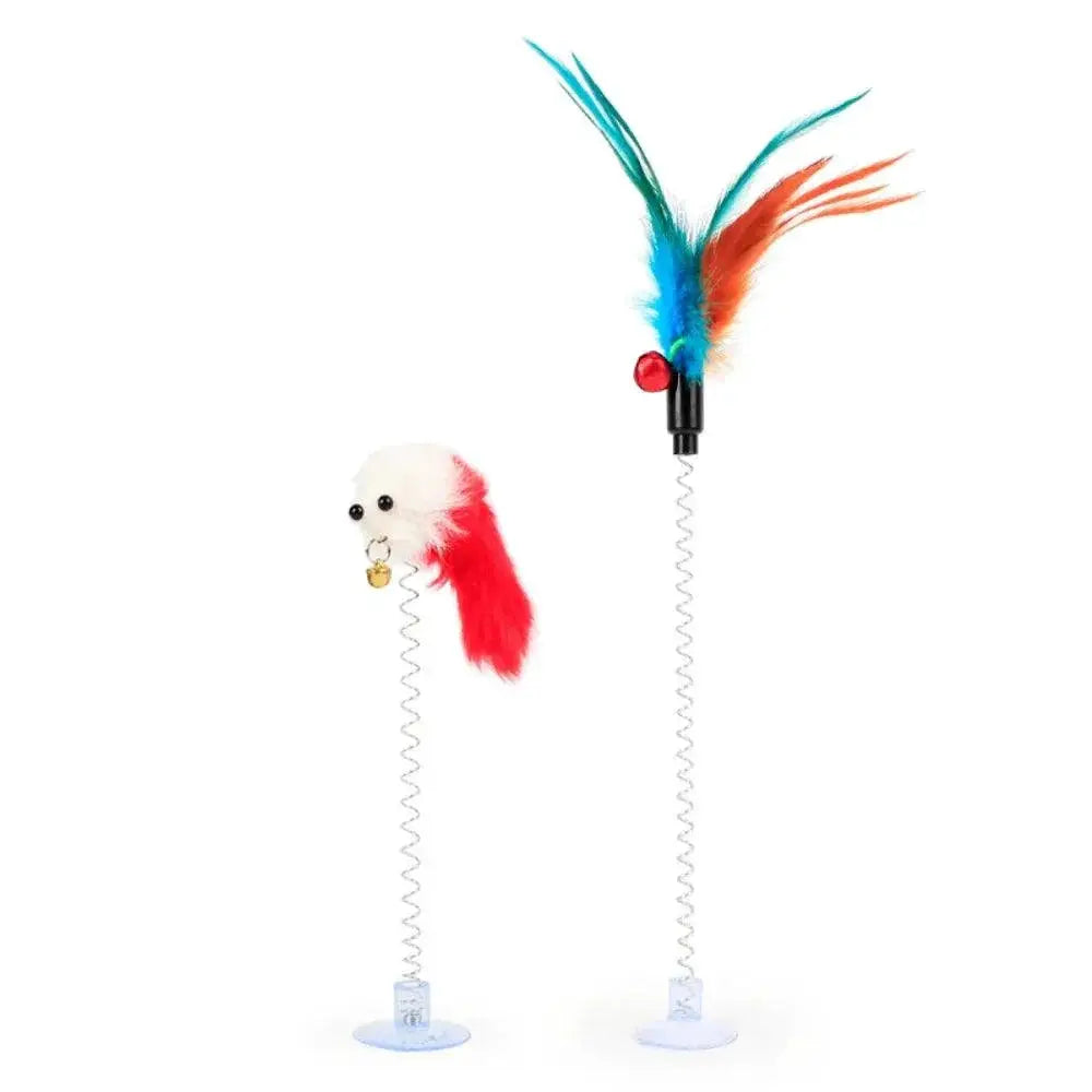 Colorful Interactive Cat Toy With Bell And Feather Fun
