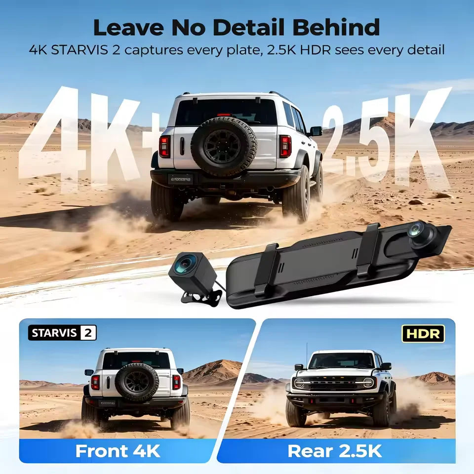 Touch Screen Mirror Dash Cam Front and Rear, Dual Recording — product view 2