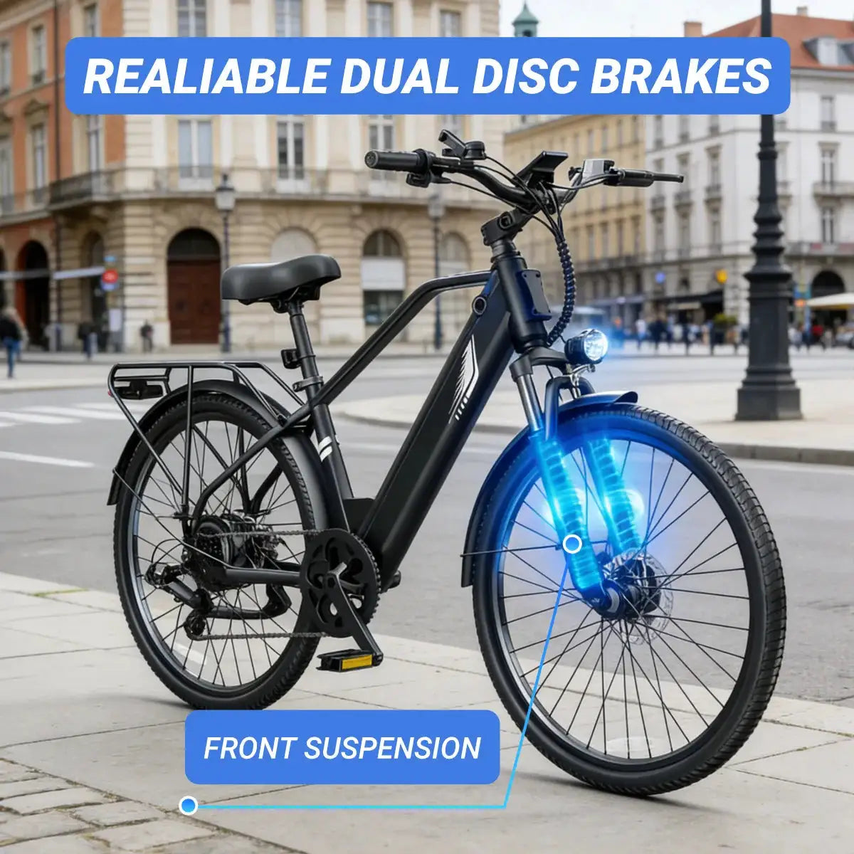 DYU C5 Adult Electric Bike 1000W Motor 480WH Lithium Battery Electric Bicycle ，7-Speed City E-Bike UL2849 Certified