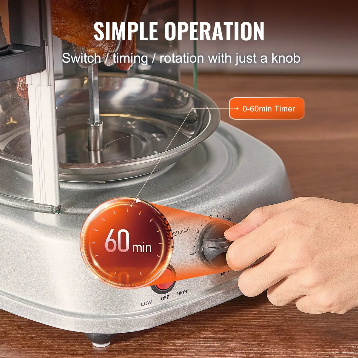 SucceBuy Shawarma Grill Machine Vertical Chicken Shawarma Cooker — product view 6