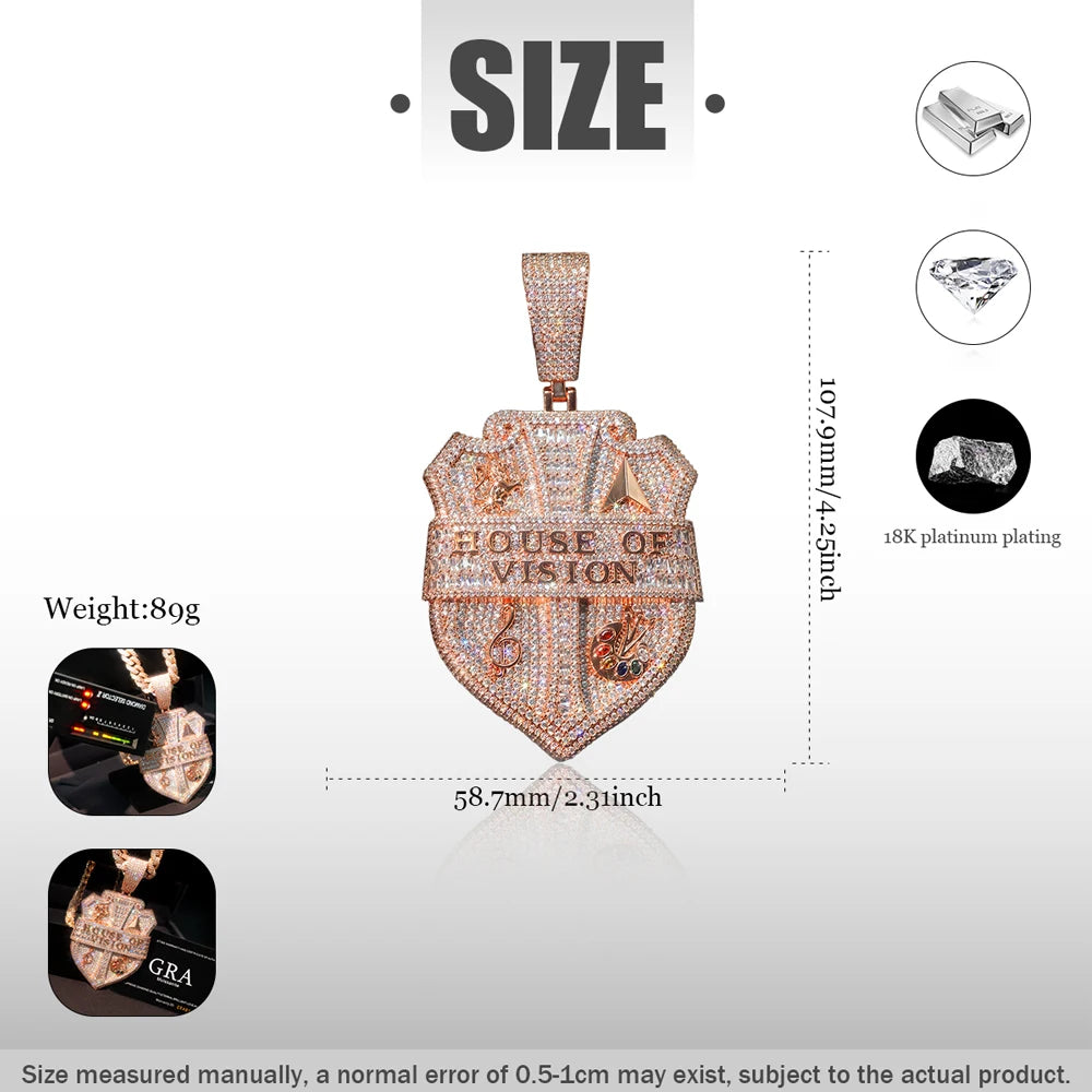 Iced Shield Cz Pendant House