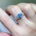 Princess Cut Blue Moissanite Ring