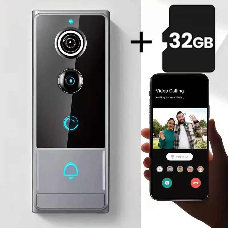 XBIBI Wireless Camera, Multi-combination Smart Doorbell, Wide-angle Video Surveillance, Two-way Voice Intercom, Cloud Storage, Support For Rechargeable Batteries, Equipped With AI Human Body Detection And 2.4G WiFi Connection
