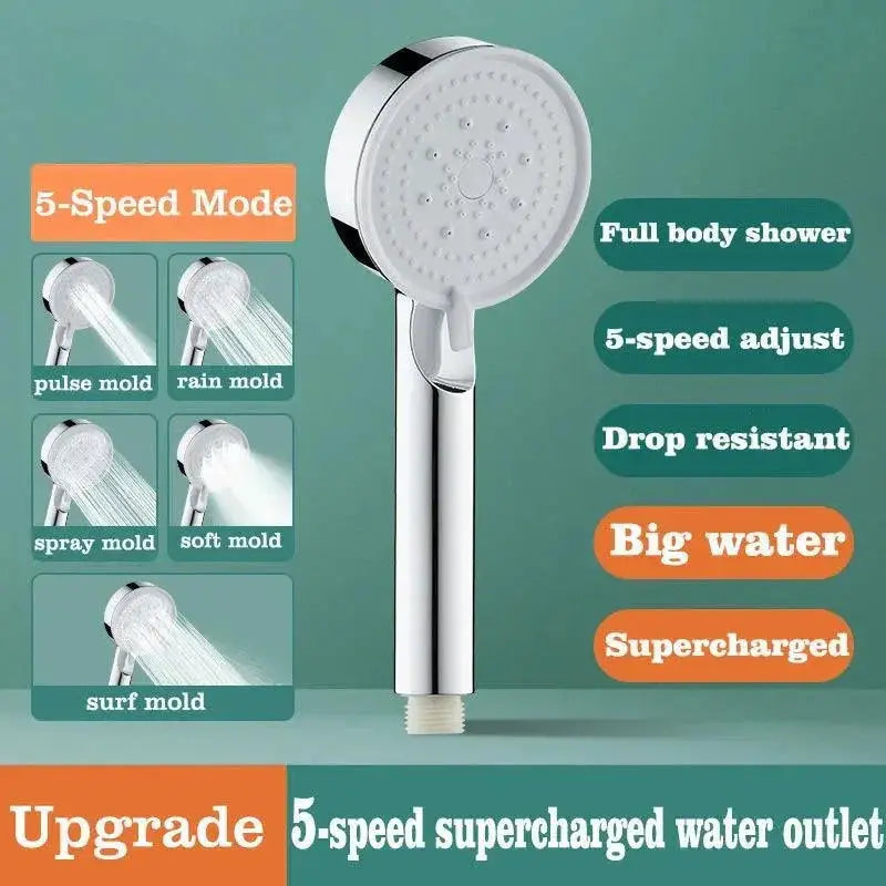 TurboBoost Shower Head With 5 Spray Modes For Luxury Bathing