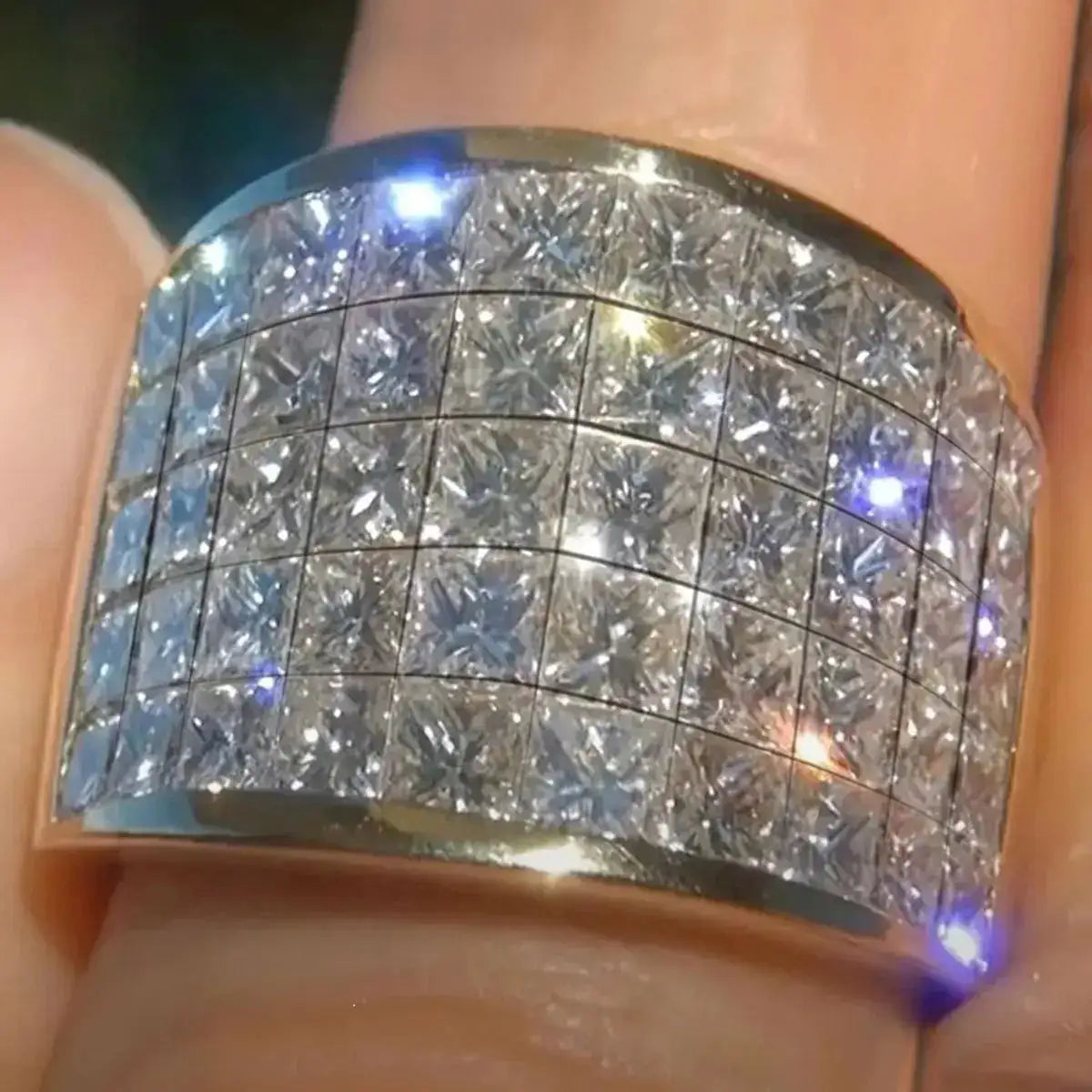 Square Platinum Zircon Party Charm Ring — product image 1