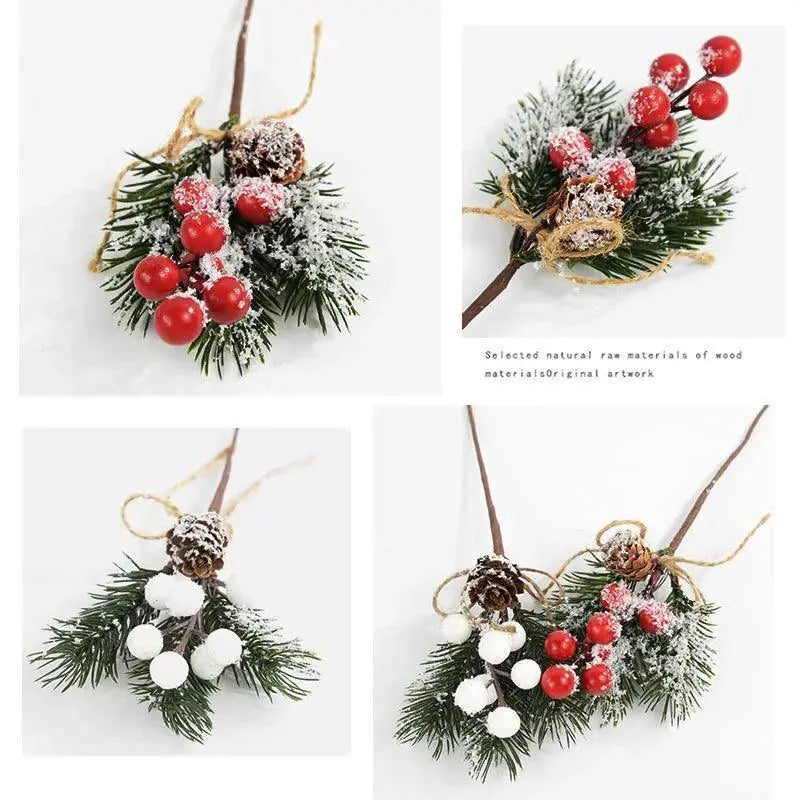 Red Berry Pine Cone Branches for Festive Wreath Decor