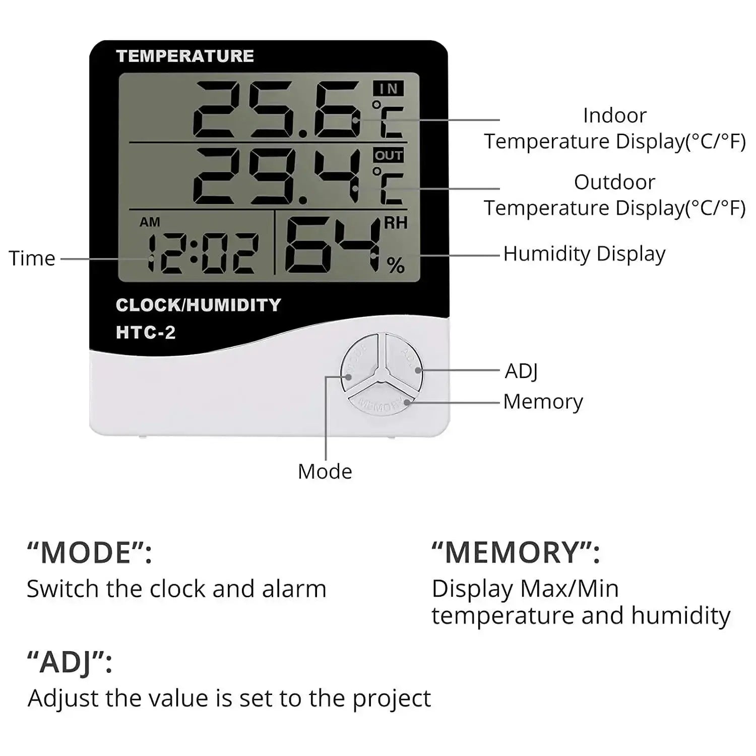 Temperature Humidity Meter With Clock Weather Station