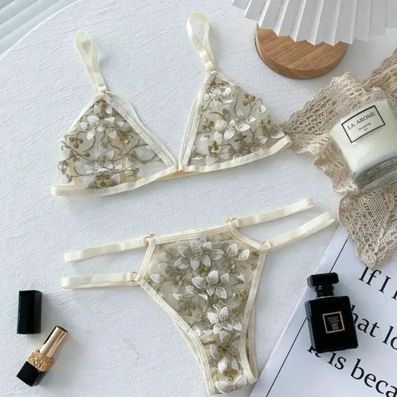 Lace Bralette Set Elegant Backless Wireless Support Lingerie