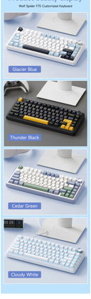 AULA F75 2.4G Wireless Bluetooth Wired Gaming Mechanical Keyboard RGB 75% Layout