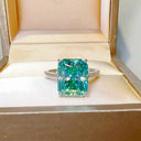 925 Silver Mint Green Moissanite Ring