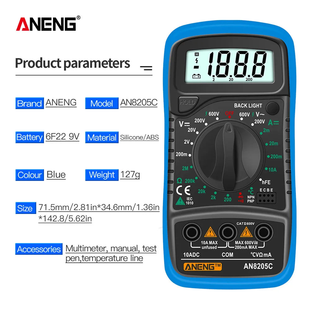 Aneng Portable Digital Multimeter Ac/Dc