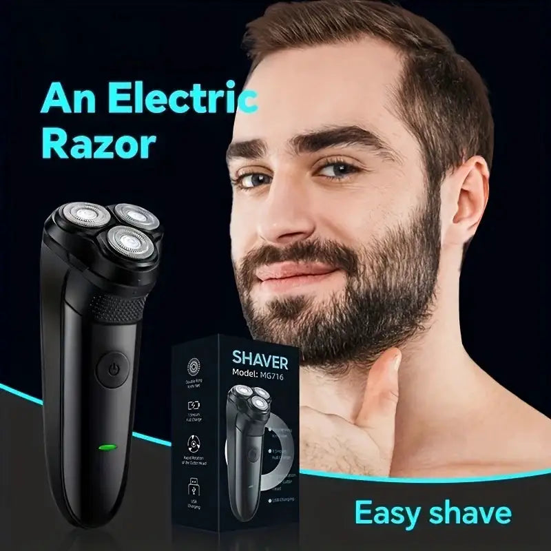 Men'S Electric Razor, Dry And Wet Men'S Electric Shaver, USB Rechargeable Rotary Shaving Machine, Holiday Gift for Him, Father'S Day Gift